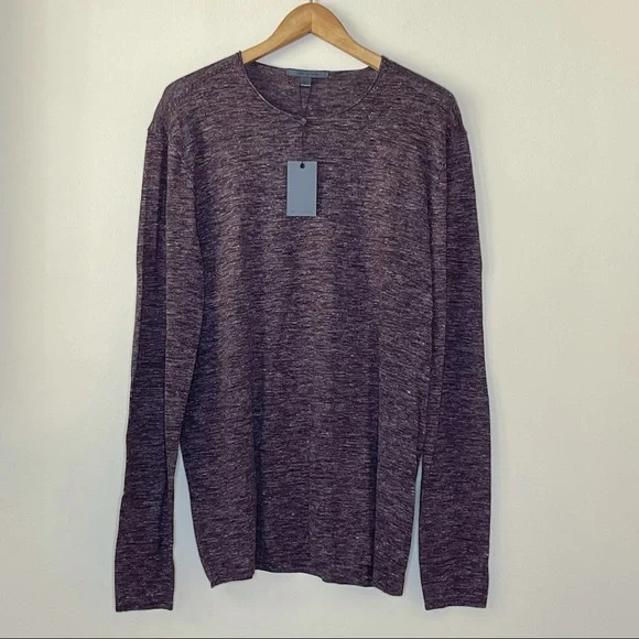 PENDING John Varvatos NWT Wool/Linend Sweater, Men’s L, Oxblood (Heathered Plum) - Picture 9 of 9